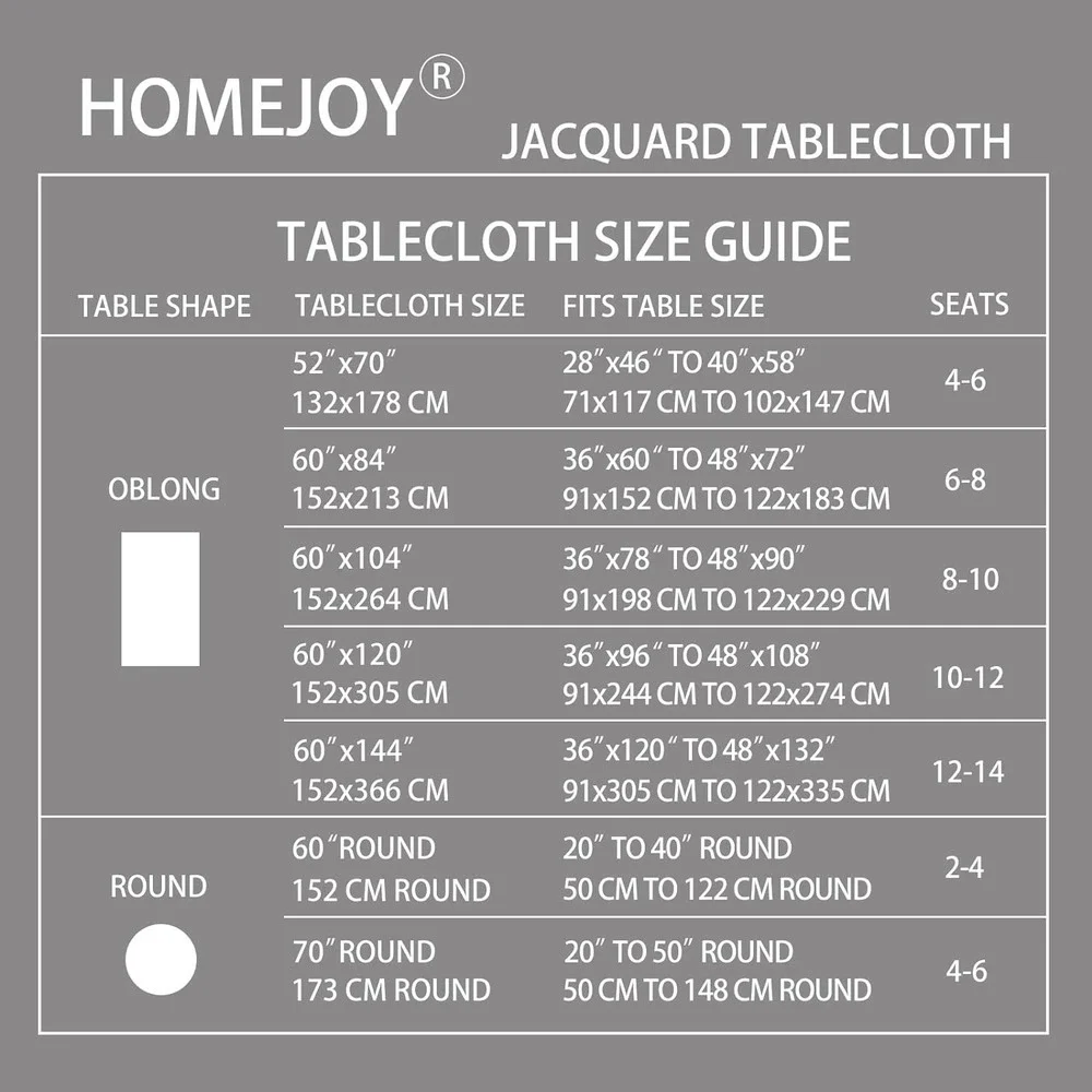 HomeJoy Rectangle Table Cloth Linen Farmhouse Stainproof Waterproof 60x144
